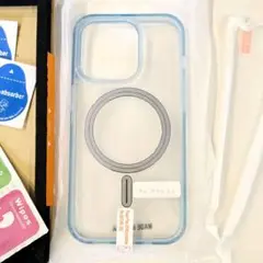 iPhone14Pro ケース magsafe マグセーフ クリア ブルー