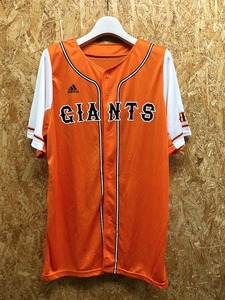 【コラボ】 adidas × GIANTS アディダス×読売ジャイアンツ L メンズ ベースボールシャツ 半袖 野球 - オレンジ×ブラック×ホワイト