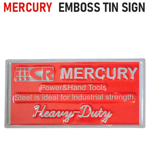 MERCURY エンボス ティンサイン 看板 (レッドタグ) 赤 マーキュリー 壁掛け 壁面 店舗用 ガレージ 西海岸風 インテリア アメリカン雑貨