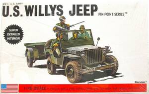 旧ロゴバンダイ 1/48スケール アメリカ陸軍 ウィリスジープ （U.S. WILLYS JEEP）輸出仕様 PIN POINT SERIES ファクトリーシールド未開封！