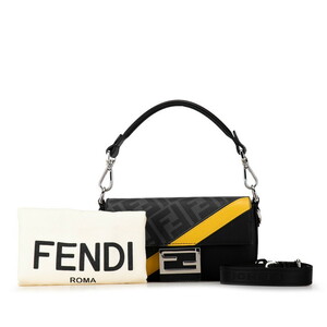 フェンディ ズッカ マンマバケット ハンドバッグ ショルダーバッグ 2WAY ブラック イエロー レザー レディース FENDI 【中古】