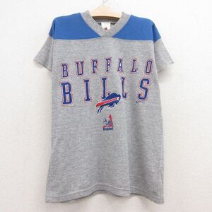 【50%OFF】古着 半袖 ビンテージ フットボール Tシャツ キッズ ボーイズ 子供服 90s NFL バッファロービルズ メッシュ地 ツートンカラ 5OF