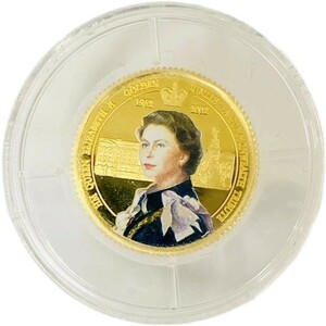 美品 ザンビア エリザベス女王金貨 2002年 3.7g 純金 カラーコイン イエローゴールド 記念 コレクション ペンダントトップ