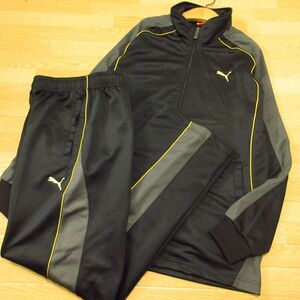 ◎美品！L 上下セット！PUMA プーマ◆セットアップ ジャージ / ジャケット&パンツ◆メンズ 黒x金◆BA0368