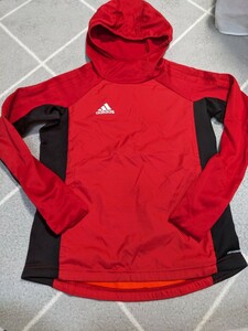 adidas アディダス プルオーバー 赤 黒 130 ジュニア キッズ 子ども サッカー 長袖 フットサル 