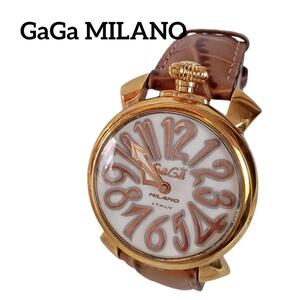 【即決 稼働 良品】1015-4 綺麗 Gaga Milano ガガ・ミラノ マヌアーレ40 腕時計 稼働 メンズ レディース 金ゴールド色