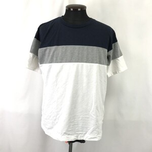 RAGEBLUE/レイジブルー★半袖Tシャツ【メンズL/navy×gray×white/ネイビー×グレー×白】カジュアル/グラデ/Tops/Shirts◆BH737