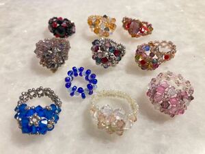 vintage◆ハンドメイド◆アクセサリー◆ビーズ◆◆指輪◆ビーズ◆◆スワロフスキー◆リング◆10個◆美品◆中古品