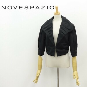 美品◆NOVESPAZIO ノーベスパジオ ストレッチ ボリュームスリーブ ギャザー タック デザイン ジャケット 黒 ブラック