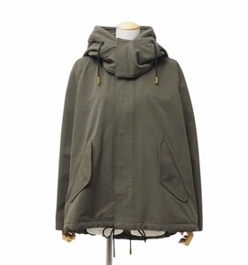 MH2410〇ザ リラクス/THE RERACS*RECT-210L-NONLINER*SHORT MODS COAT*フード/着脱可*裾ドロー紐*コート*サイズ38*カーキ