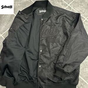 【未使用級XXL】最高傑作 SCHOTT ショット スタジャン XXLsize オーバーサイズ 黒 BIGSCHOTTロゴ【絶妙なお洒落感】紳士の極上品 超激レア