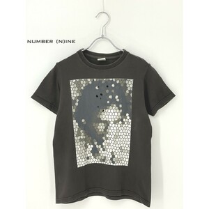 A8133/美品 春夏 NUMBER (N)INE ナンバーナイン ビンテージ ダメージ加工 コットン 丸首 半袖 Tシャツ カットソー 1 S程 茶/日本製 メンズ