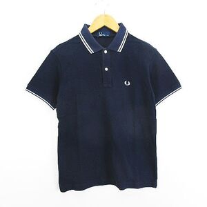 フレッドペリー FRED PERRY ポロシャツ 半袖 ロゴ コットン M ネイビー ※EKM メンズ