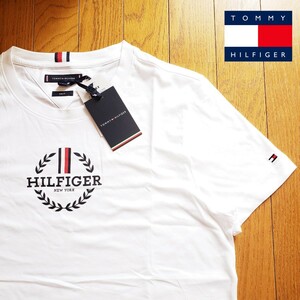 【新品】TOMMY HILFIGER Lサイズ 24ss新作 センターロゴ Tシャツ ホワイト トミーヒルフィガー