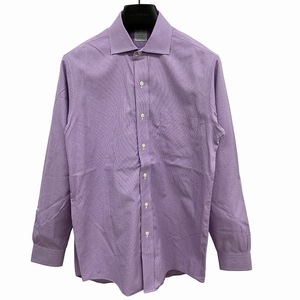 ブルックスブラザーズ BROOKS BROTHERS 美品 コットンシャツ カジュアル 総柄 長袖 紫 パープル 15 1/2 約S-M 1118 メンズ