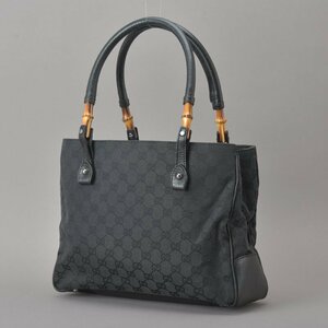 美品 GUCCI グッチ バンブー トートバッグ GGキャンバス レザー ブラック 112526 ショルダーバッグ 肩掛け GG柄 竹 鞄 Ma.g/b.h