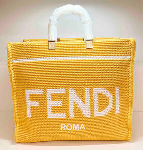 1円スタート　FENDI フェンディ　サンシャイン　ミディアム　ショルダーバック　2WAYバック 8BH386 布地×イエロー　ブランド