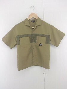 ◇ green label relaxing UNITED ARROWS ロゴ 涼しげ デザイン 半袖 シャツ ブラウス サイズL カーキ レディース E