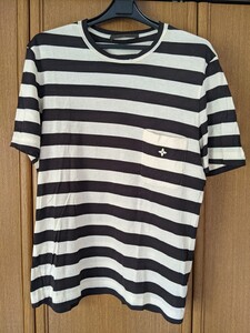 ルイヴィトン 半袖Tシャツ　黒色　白色　ボーダー　胸ポケット　Sサイズ イタリア製　即決　LOUIS VUITTON