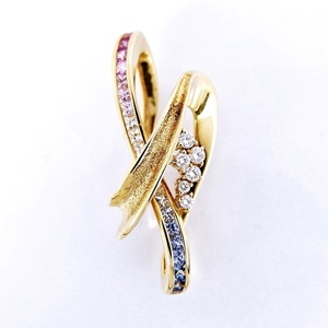 【ジュネ】K18YG★ペンダントトップ サファイア1.19ct 9月誕生石 ◇ダイヤモンド0.18ct 【中古】 /32654