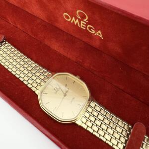  希少 美品 OMEGA DeLille オメガ デビル 1417 スクエア ゴールド クォーツ レディース 腕時計