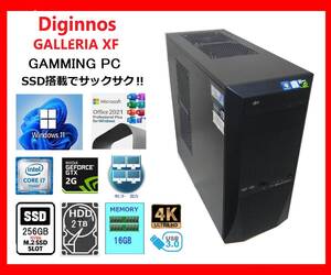 Diginnos GALLERIA XF サクサク Core i7-6700～4.0Ghz×8/16G/新M.2.SSD256G +HDD2T/GTX960-2G/W11/office2021