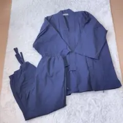 作務衣⭕️上下セットアップ　パンツ　和服　和装　作業着　紺　メンズ　無地　古着