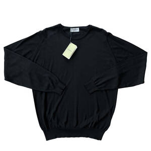 【新品】JOHN SMEDLEY クルーネックニット L ジョンスメドレー CLUNDY ウール コットン BLACK