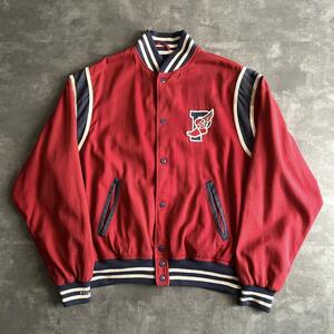 90s ビンテージ オリジナル Polo Ralph Lauren ポロ ラルフローレン P-WING スタジャン スタジアム ジャケット 1992 STADIUM 赤 レッド L