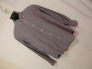 ssy4273 ユニクロ UNIQLO メンズ 長袖 ■ リップルシャツ ■ ブラック×ホワイト ギンガムチェック ボタンダウン Sサイズ