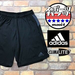 SP1-250★海外限定品★速乾・通気★【adidas アディダス】CLIMALITE ストレッチ メッシュ ハーフパンツ【メンズ M】ブラック スポーツ ジム