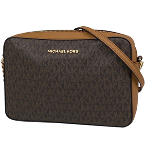 マイケルコース Michael Kors ロゴ チェーン ショルダーバッグ MKシグネチャー コーティングキャンバス ブラウン レディース 【中古】