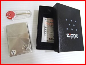 2407★A-1842★Zippo オイルライター 2点セット イニシャル「Y」 シルバー 中古品