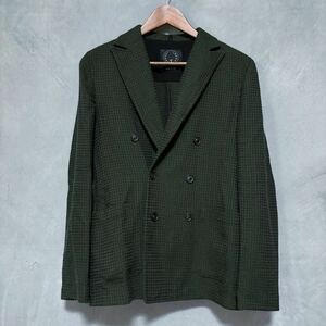 T-JACKET ティージャケット 51G422J ウール ニット ピークドラペル ダブル テーラードジャケット size.XS グリーン カーキ Made in Italy