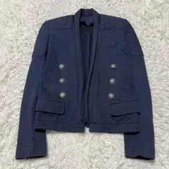 希少 BALMAIN 銀ボタン シルバー ネイビー ナポレオンジャケット XS