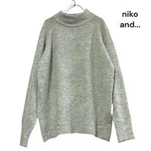 ニコアンド niko and... 羊毛ブレンド　柔らかタッチ　ニット　セーター グレー　スタンドネック　シンプル　長袖 トップス