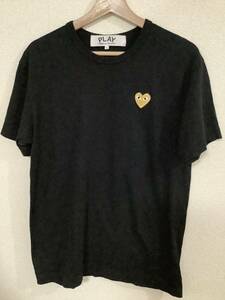 PLAY プレイ　COMME des GARCONS コムデギャルソン　ワンポイントワッペン　半袖Tシャツ　ブラック　モード　メンズ　古着