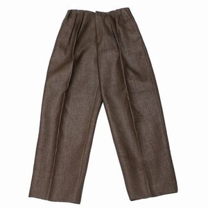 FUMIKA_UCHIDA フミカ ウチダ 20SS RAFFIA 3 IN TUCK NO-BELT SLACKS ラフィア タック スラックス パンツ 36 ブラウン