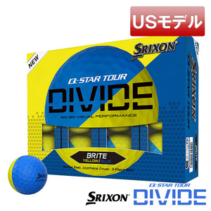 (USモデル)スリクソン ゴルフボール Q-STAR TOUR5 DIVIDE ゴルフボール イエローブルー マットカラーボール 12球入り SRIXON GOLF BALL