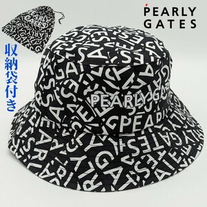 ★新品正規品最新作モデル PEARLYGATES/パーリーゲレインハット 〈ロゴ/千鳥柄〉(UNISEX) 抜群の撥水性 巾着収納バッグ付き