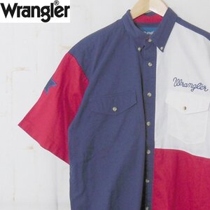 ラングラー Wrangler■半袖ウエスタンシャツ■M■ネイビー×レッド×アイボリー系 ※NK3n17192