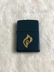 ZIPPO ジッポー　ジッポ　オイルライター　キリン ファイア KIRIN FIRE ブルーチタン 彫り込みメッキ加工 両面加工　2002年製　未使用