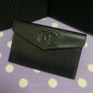 正規品 希少品 値下げ不可 入手不可 ヴィンテージ品 高級 ブランド CHANEL シャネル キャビアスキン クラッチ デザイン レザー 財布 長財布