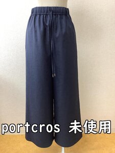 portcros ポートクロス 定価14000円 タグ付き未使用 ネイビーワイドパンツ ウエストゴム サイズ36