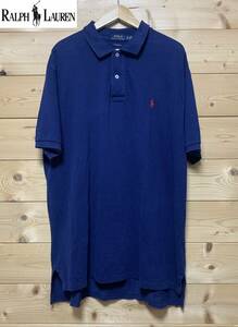 24時間以内発送★入手困難品★美中古・ POLO RALPH LAUREN（ラルフローレン）★ポロシャツ（鹿の子） NAVY サイズXL