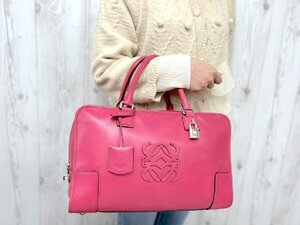 極美品 LOEWE ロエベ アナグラム アマソナ36 ハンドバッグ バッグ レザー ピンク 80018