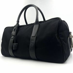 極美品/近代モデル● ロエベ LOEWE ボストンバッグ トートバッグ ビジネス 旅行鞄 ロゴ アナグラム 型押し 黒 ブラック レザー