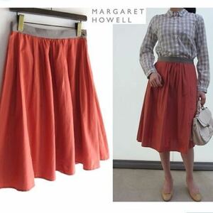 MARGARET HOWELL マーガレットハウエル ladies レディース　SILK COTTON POPLIN シルクコットンポプリン フレアスカート size:1（S）