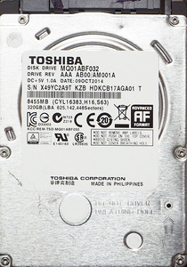 TOSHIBA MQ01ABF032 2.5インチ 7mm SATA600 320GB 49回 16824時間