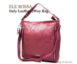 ■新品・半額以下～★本革製品（牛革）ELE ROSSA 2Way バッグ ( チェリーピンク ）定価28000円